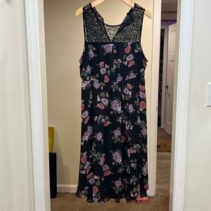Black dress with flowers and vines